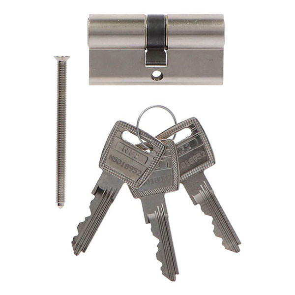 Set van 4 cilinders voor sloten 30/30 mm, dubbel slot, schroeven en sleutels inbegrepen, eenvoudig te monteren, slot voor deuren en garages, boorbeveiliging, gelijksluitend, lengte 60 mm